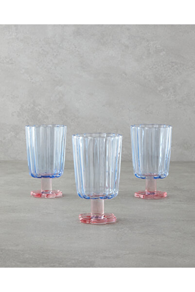 English Home Springtime Cam 3'lü Bardak 280 ml Mavi - Pudra