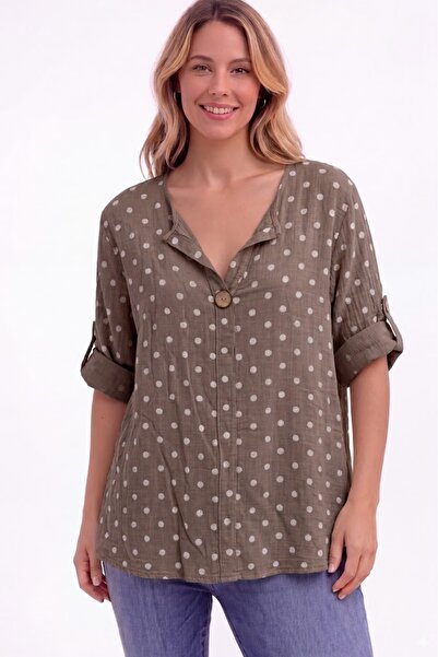 AYASOFYA OTANTIK Γυναικείο ιταλικό μινκ Πουά Με σχέδιο με λεπτομέρεια με κουμ...