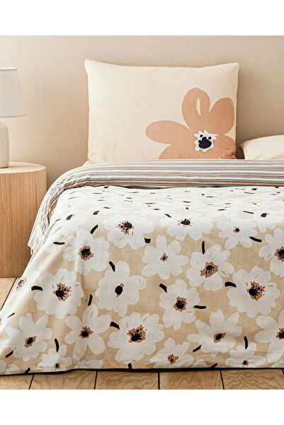 English Home Σετ Παπλωματοθήκη Διπλή Βαμβακερή Mono Bloom 200x220 εκ. Κρεμ