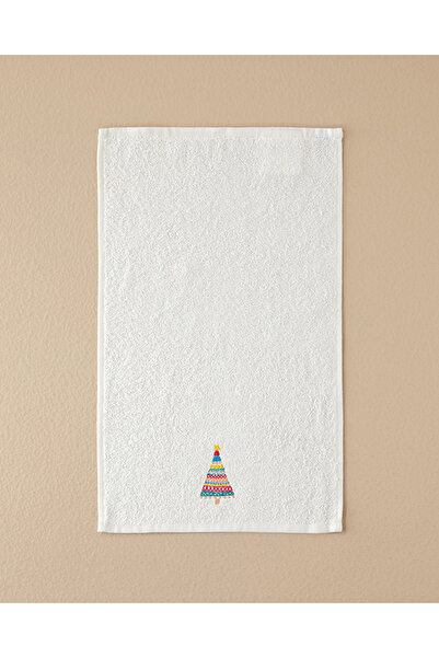 English Home Πετσέτα Χεριών Βαμβακερή Κεντημένη σε Χρώμα Πεύκο 30x50 εκ. Εκρού