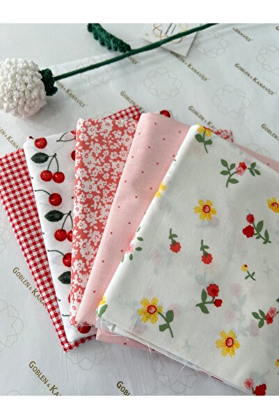 goblenkanaviçe Cotton Fabric Set, Poplin Fabric, Tiny Pattern Piece Fabric 5 ...