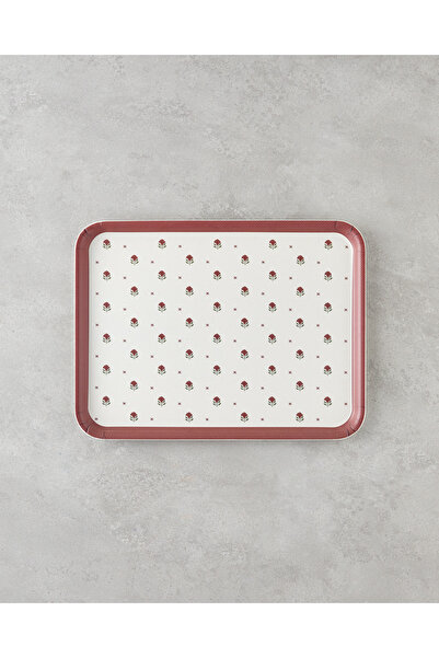 English Home Rosewood Melamin Kaydırmaz Tepsi 27x36 cm Kırmızı