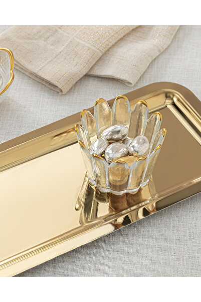 English Home Shiny Metal Baton Tepsi 32x13 Cm Gold