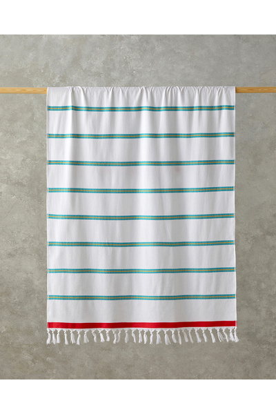 English Home Πετσέτα θαλάσσης εκρού βαμβακερή ριγέ - ρίγα περικοπής, 90x150 cm