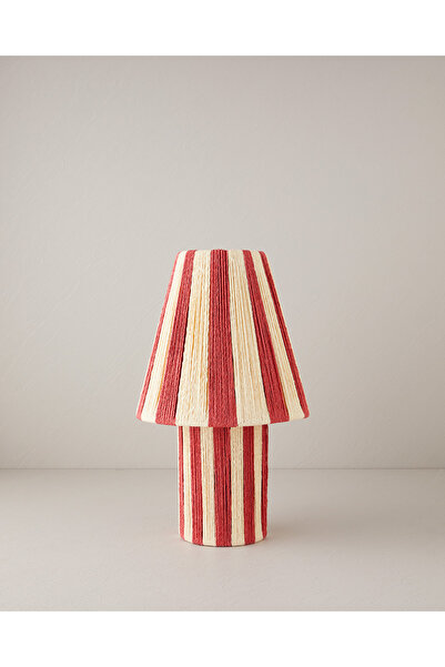 English Home Colorful Striped Kağıt İp Abajur Kırmızı - Krem