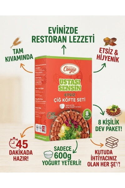 Çiğ Köfteci Cengiz Çiğ Köfte Seti 8 kişilik - Salça ve Zeytinyağı içinde