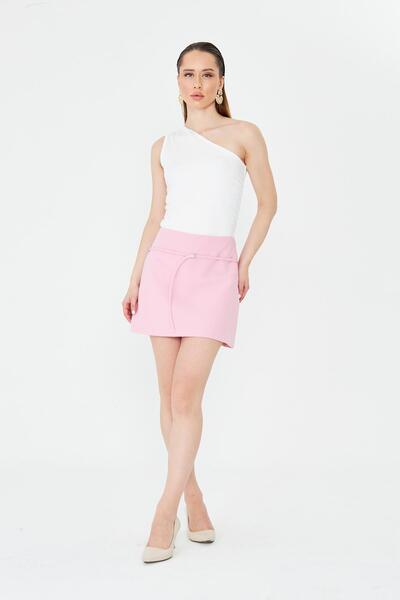 LA PANTE Shorts Skirt Women's Skirt with Shorts Mini Metal Buckle Belted Side...