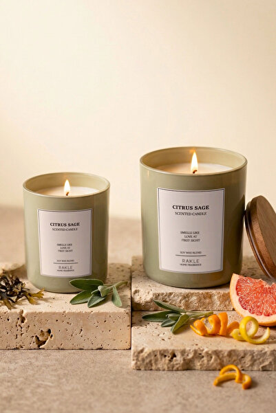 Rakle Le Jardin Citrus Sage Kokulu 2'li Mum Seti Yeşil 120 gr - 200 gr