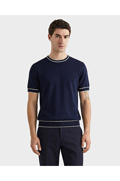 Gant Erkek Lacivert Regular Fit Bisiklet Yaka Kazak