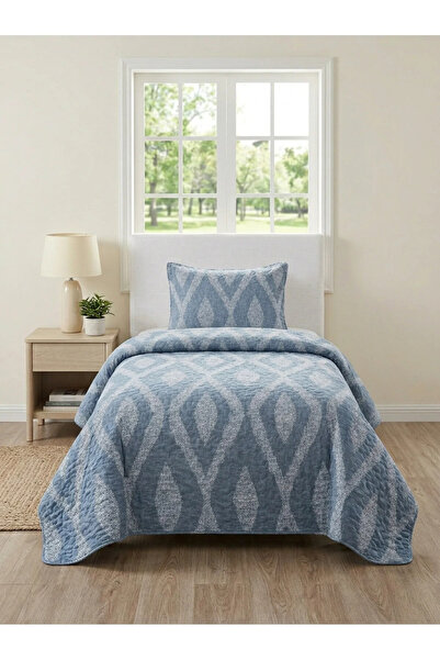 Zorlu Tekstil Geo Quilted Single Bedspread Set 180X240 cm + 50X70 cm Pillowca...