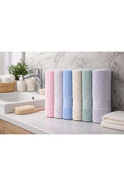 HOME MOD STORE 6 Adet 70x140 cm Büyük Boy Banyo Havlusu Seti & Yumuşak & Emic...