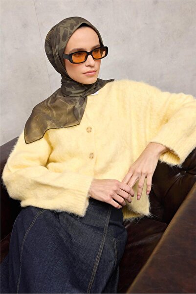 Silk Home Μαλακό κασκόλ από βαμβακερό πολυεστέρα με σχέδιο φύλλων στρατιωτικό...