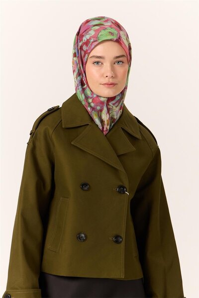 Silk Home Eșarfă subțire din bumbac moale, cu model de flori de rodie-verde m...