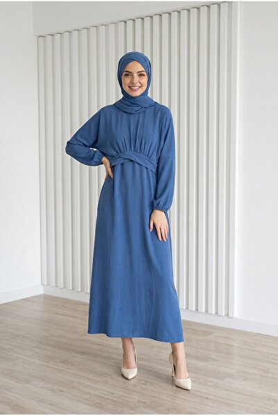 BENAHOLL Bemenya Διπλό Φόρεμα με Λεπτομέρεια Δεσίματος-AS4095 Ίντιγκο