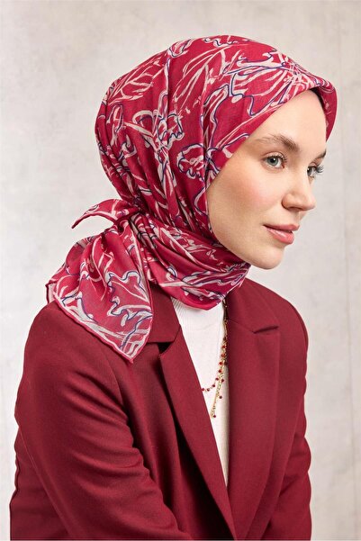 Silk Home Βαμβακερό πολυεστερικό κασκόλ Φούξια-Μωβ με κρεμ μοτίβο, απαλή υφή,...