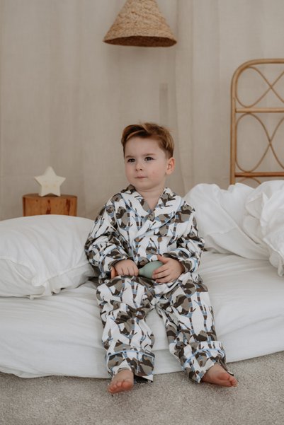 OhlalaKoala Set de pijamale pentru copii Panda cu model detaliu la guler