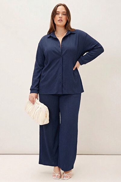 şuranur Σετ με κουμπιά στο κάτω μέρος και γιακά πουκάμισου, κατάλληλο για το ...