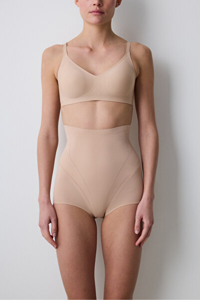 Penti # Corset slip Y talie înaltă bej, fără bretele