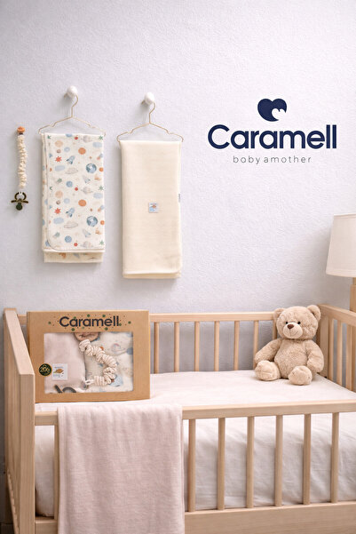 Caramell My Baby Beach 80X90 cm 1Pc Combed Cotton 1Pc Muslin Blanket 1Pc Paci...