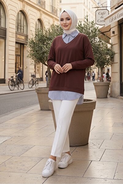 Bestenur Πουκάμισο με γιακά τουνίκ 1612 - Bitter Brown