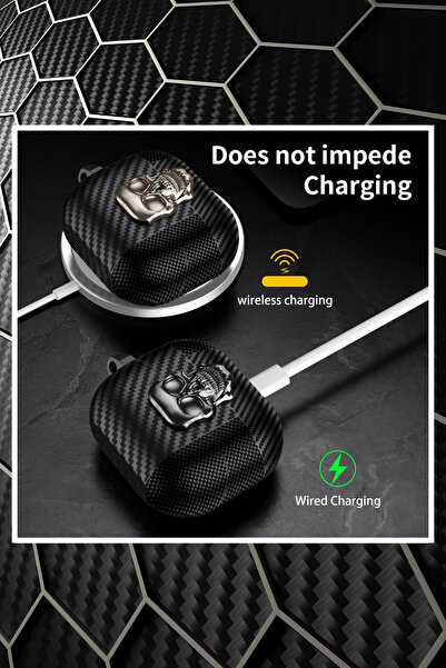 EWEC Galaxy Buds3, Buds3 Pro ve Buds3 FE Uyumlu Karbon Fiber Hybrid Polymer Tech Kilitli Kulaklık Kılıfı