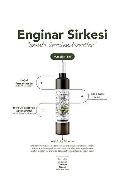 Organik Teyze Sevinç Teyze Doğal Fermantasyon Enginar Sirkesi, Artichoke Vine...