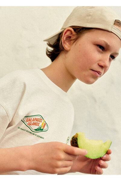 MANGO Kids Kayık desenli pamuklu tişört