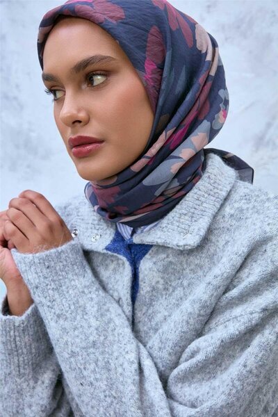 Silk Home Κασκόλ από βισκόζη Velora με σχέδιο σε σκούρο μπλε ναυτικό-μπεζ χρώ...