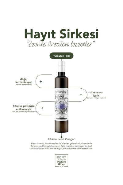 Sevinç Teyze Hayıt Sirkesi, Sultan Sirkesi Doğal Fermantasyon Chaste Seed Vinegar 500 ml