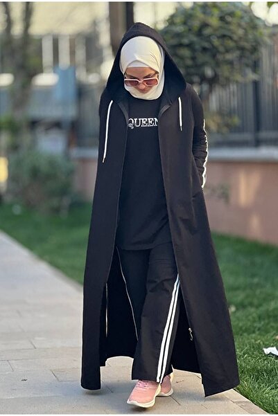 moda4b Tesettür kadın takim 3 parça  , iki iplik kumas n-05115 _ siyah