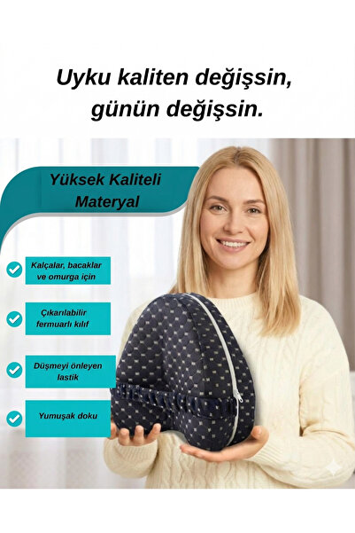 Ankaflex Ortopedik Bacak Arası Diz Yastığı Yan Yatanlar İçin Ergonomik Visco Uyku Minderi Lastikli