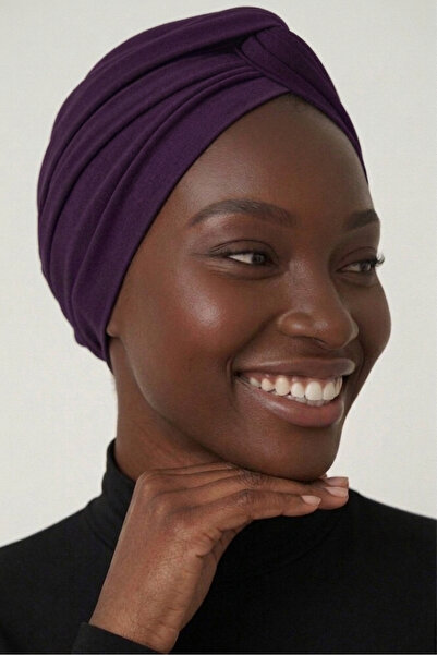 elysianfidan Μωβ έτοιμο τουρμπάνι Hijab με σταυρωτό γάντζο εξωτερικό και καπό...