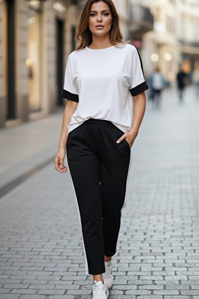 Mossta Set din două piese cu mâneci scurte, texturat modal - Negru