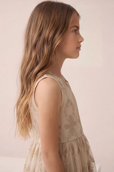 FESSHERA KİDS Girl's Dress with Lining and Zipper on the Back, Comes with a Bag as a Gift