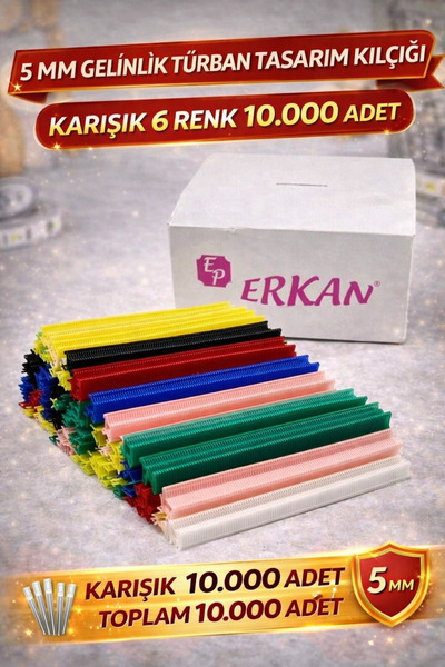 ERKAN 5 MM GELİNLİK TÜRBAN TASARIM KILÇIĞI KARIŞIK 6 RENK 1 KUTU