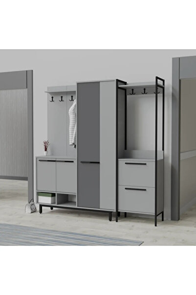 Abre Plaza Lux Portmanto Askılıklı Modern Vestiyer Takımı