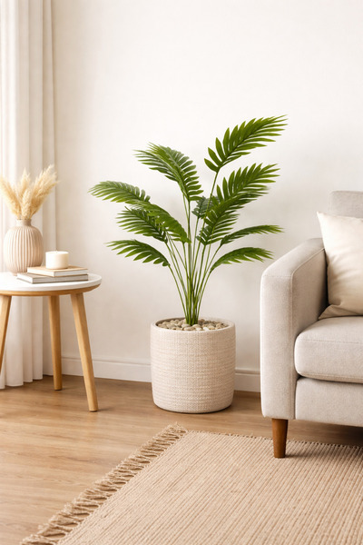 ELZI ATÖLYE 18 Dallı Areka Palmiye Yapay Bitki – 90 cm | Doğal Görünümlü Deko...