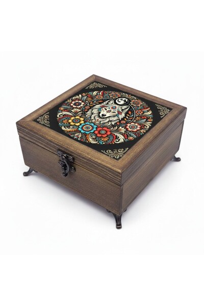 sharp&art Wooden Jewelry and Key Storage Boxes, Ceramic Tiles and Velvet Lini...