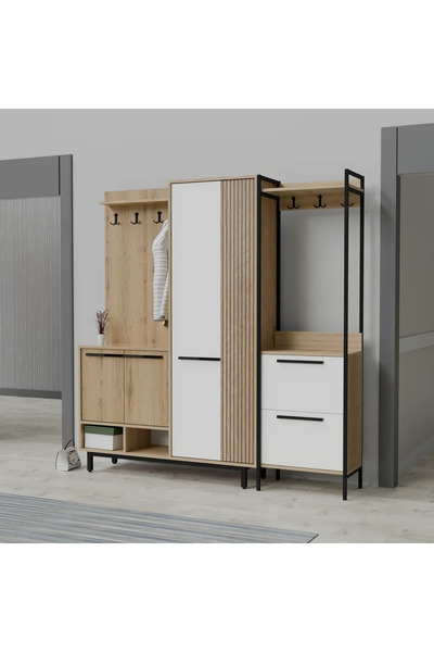 Abre Plaza Lux Portmanto Askılıklı Modern Vestiyer Takımı