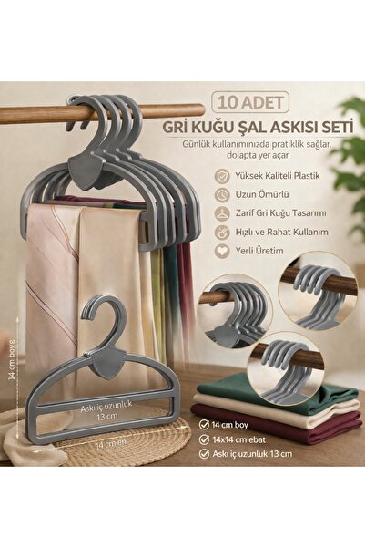 Swift Shop (10)Adet Gri Antrasit Şal Eşarp Askısı Kaliteli Kuğu Askı Kuğu Dol...