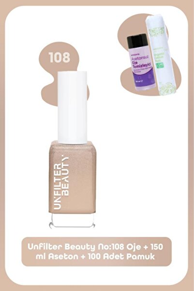 Unfilter Beauty No:108 Oje + 150 Ml Aseton + 100 Adet Pamuk