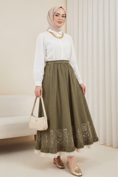 Modamorfo Φούστα με δαντέλα και ελαστική μέση -çağla Y.