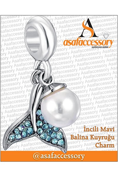 asaf İnci sallantılı balina kuyruğu charm | gümüş kaplama