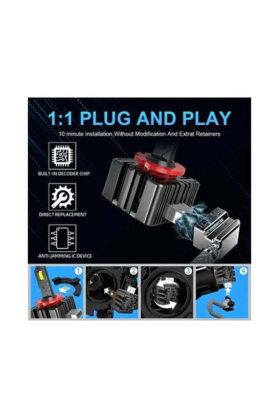 RG Parts Set de 2 becuri LED D2S D2R 60000lm 6000k alb rece cu ventilator și CANbus