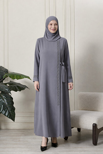Ferace Model de abaya din țesătură Etamin, mărime mare, pentru femei – cu det...