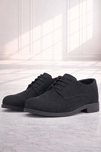 Rakerplus Black Glittery Lace-Up Suit Classic Children's Shoes