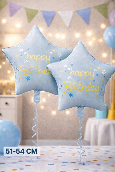 Baloncu Nene 2 Adet Mavi Yıldız Folyo Balon Doğum Günü Folyo Balon Karekter F...