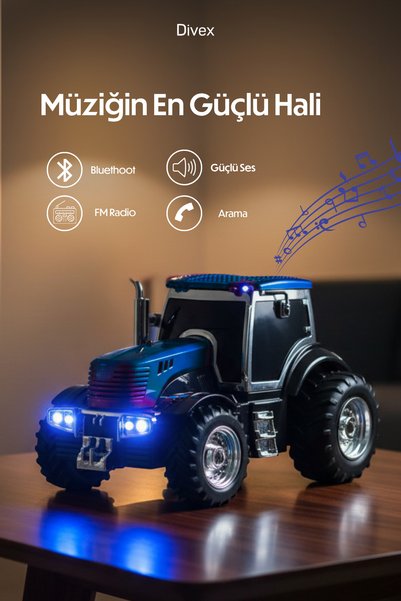 Divex Güçlü Sesli Traktör Tasarımlı Araba Bluetooth Hoparlör - FM Radyolu Ses...