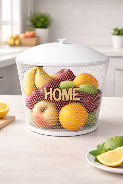 VENON Beyaz Selvi Sepet 20 Cm X 20 Cm Metal Patates Soğan Kovası- Sebzelik - ...