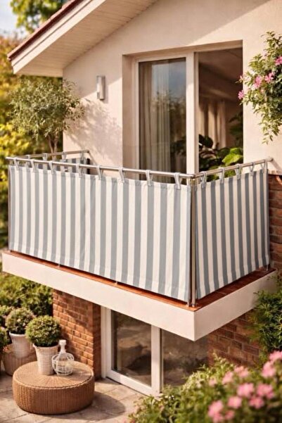Ossy Balkon Demiri Perdesi Korkuluk Perdesi ANTRASİT-GRİ Her ölçüde Bağcıklı